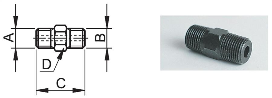 EUROPRESS Nippel 3/8" NPT 1/4" NPT  L = 41 mm 